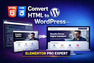 convert html design to wordpress using elementor pro