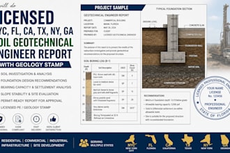 do licensed nyc fl ca tx ny soil geotechnical engineer report with geology stamp