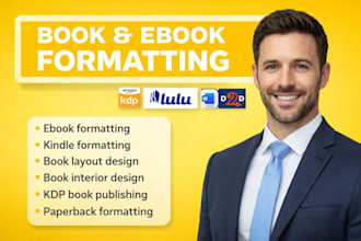 format and publish memoir, self help book for amazon KDP paperback and kindle