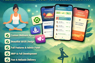 develop meditation app, fitness, yoga app, affirmation app, therapy app
