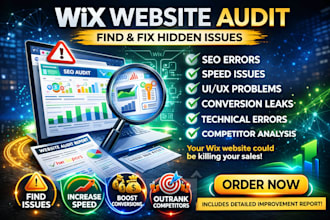 audit wix website for SEO, audit wix speed and conversion issues wix audit