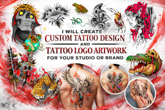create custom tattoo design and tattoo logo artwork for your studio or brand