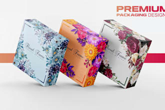 design packaging box design, product packaging and 3d mockup