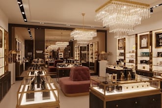 design 3d luxury cosmetic store interior, retail store, beauty saloon, 3d spar