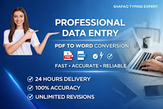 do data entry, pdf to word, copy paste and typing work fast