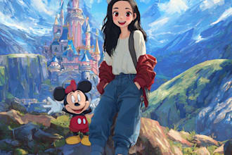 paint portrait into a disney style cartoon