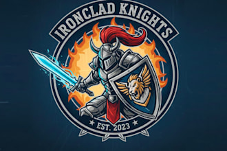 make high quality knight warrior mascot logo with t shirt design