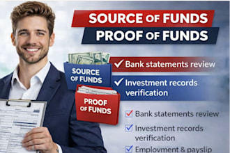 prepare proof of funds and source of funds letter for bank for visa