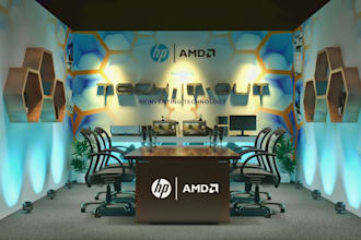 design 3d podcast room, 3d podcast studio, 3d talk show studio