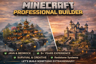 build minecraft castle, villages, base, hubs, spawns, house