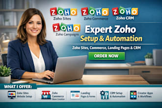 setup zoho sites, zoho commerce, zoho landing page, zoho campaigns, zoho creator