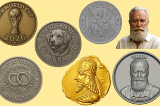 scuplt 3d coin, medallions, challenge coins,3d logo, bas relief for 3d printing