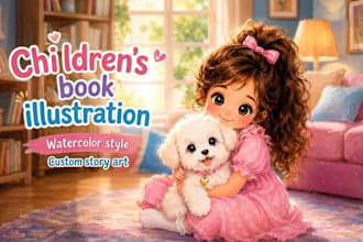 creat cute children book illustration in watercolor style
