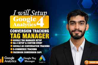 set up google analytics 4 ga4 GTM conversion tracking and facebook capi