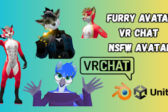 design vrc avatar furry avatar with VR chat clothing