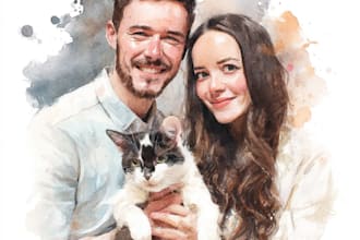 custom watercolor family portrait from photo