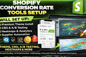 setup shopify scaling tools theme cro, ab testing, heatmaps, supplier automation