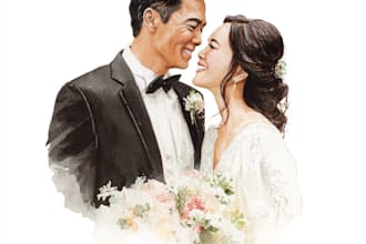 paint a couple portrait wedding portrait illustration