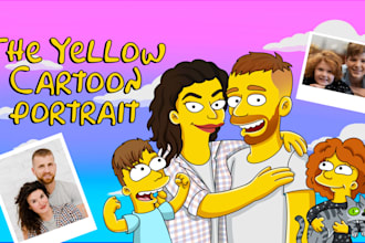 draw a simpsons inspired yellow cartoon portrait from your photo