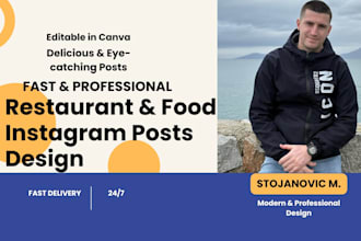 restaurant and food instagram posts design in canva