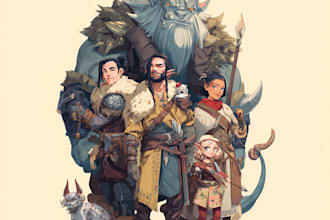 dnd party art or dnd character art