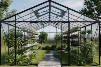 do 3d greenhouse, hothouse, farming dome, hydroponic farm space