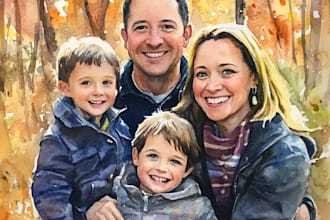 custom watercolor family portrait