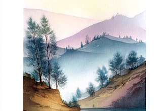 paint realistic landscape watercolor painting illustration