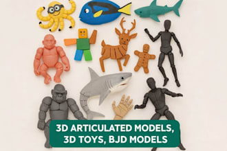 create articulated 3d toy, articulated 3d model ,bjd  for 3d printing ,flexi toy