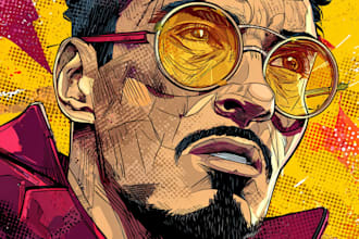 illustrate a superhero pop art portrait