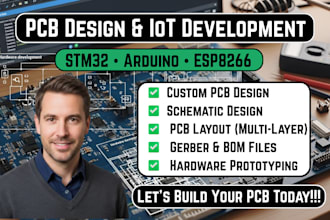 do a pcb design, stm32,arduino, hardware prototyping, and esp8266 iot