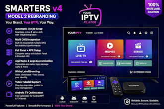 customize smarters v4 model 2 iptv app with logo branding and multi dns