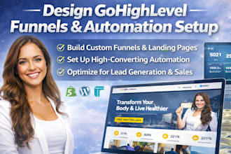 design gohighlevel funnels, landing pages, custom funnels, full automation setup