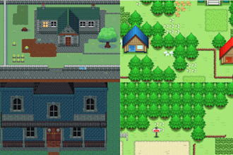 2d top down pixel art tileset, 16x16 tileset map, rpg game map, map tilesets