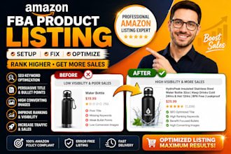 setup fba product listing, fix amazon listing issue and listing optimization
