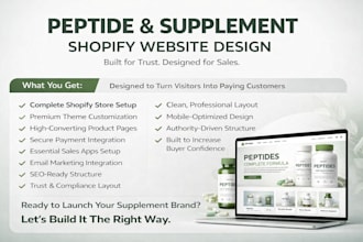 design peptide website nutrition nutraceutical website shopify supplement store