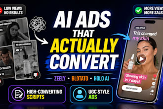 create high converting zeely blotato ad campaigns holo ai social media VA