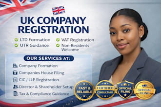 do UK company registration, ltd formation, vat, utr filing