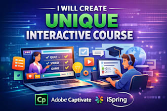 create unique interactive course using adobe captivate, ispring, articulate 360