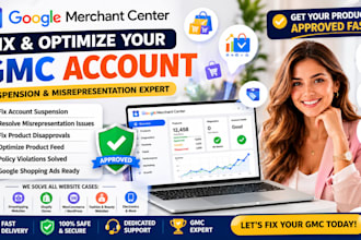 fix merchant center suspension, gmc misrepresentation for shopping ads campaign