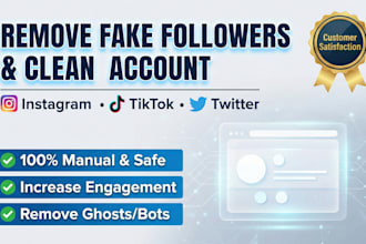 remove, clean fake follower, unfollow following on instagram, tiktok, twitter