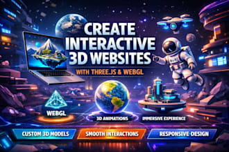 make interactive 3d website with three js, webgl, r3f, gsap, react three fiber