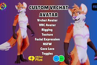 do custom 3d furry model, vr character, 3d furry vtuber model for vrchat and vrm