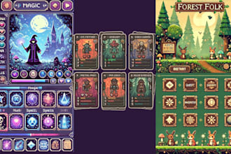 create custom pixel art game UI, hud, health bars, frames and gui