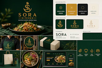 design food logo, restaurant branding, cafe packaging and full brand identity