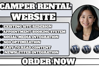 camper rentals website, rv rental website, van rental website, motorhome website