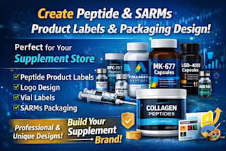 create peptide product label logo vial label packaging sarms supplement store