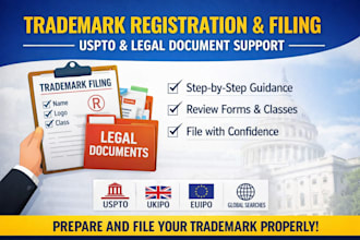 help with trademark registration filing uspto and legal documents