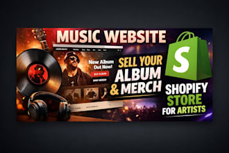 design a professional music album website with merch store on shopify