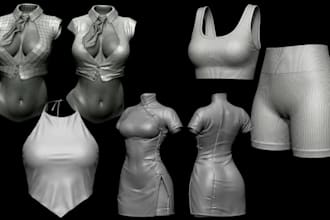 create realistic 3d second life clothing garment, mesh outfits, and 3d rigging